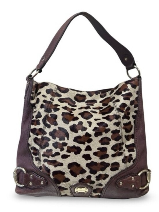 Michael Kors Handbags - Michael Kors Leopard Print Calf Hair Hobo Bag Brown Leather Shoulder Purse